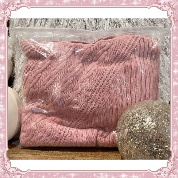Rose Pink Cold Shoulder Knit Sweater Bke People Turtleneck Jumper Buckle Free L - Picture 4 of 6